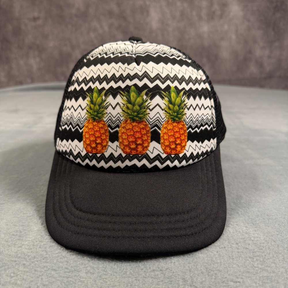 Pineapple Chevron Trucker Hat Black White Snapback Mesh Cap NB181195